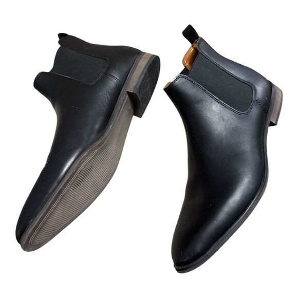 BP. Men's Black Leather Pull on Water Resistant Chelsea Boot Size 10 M - Picture 6 of 13